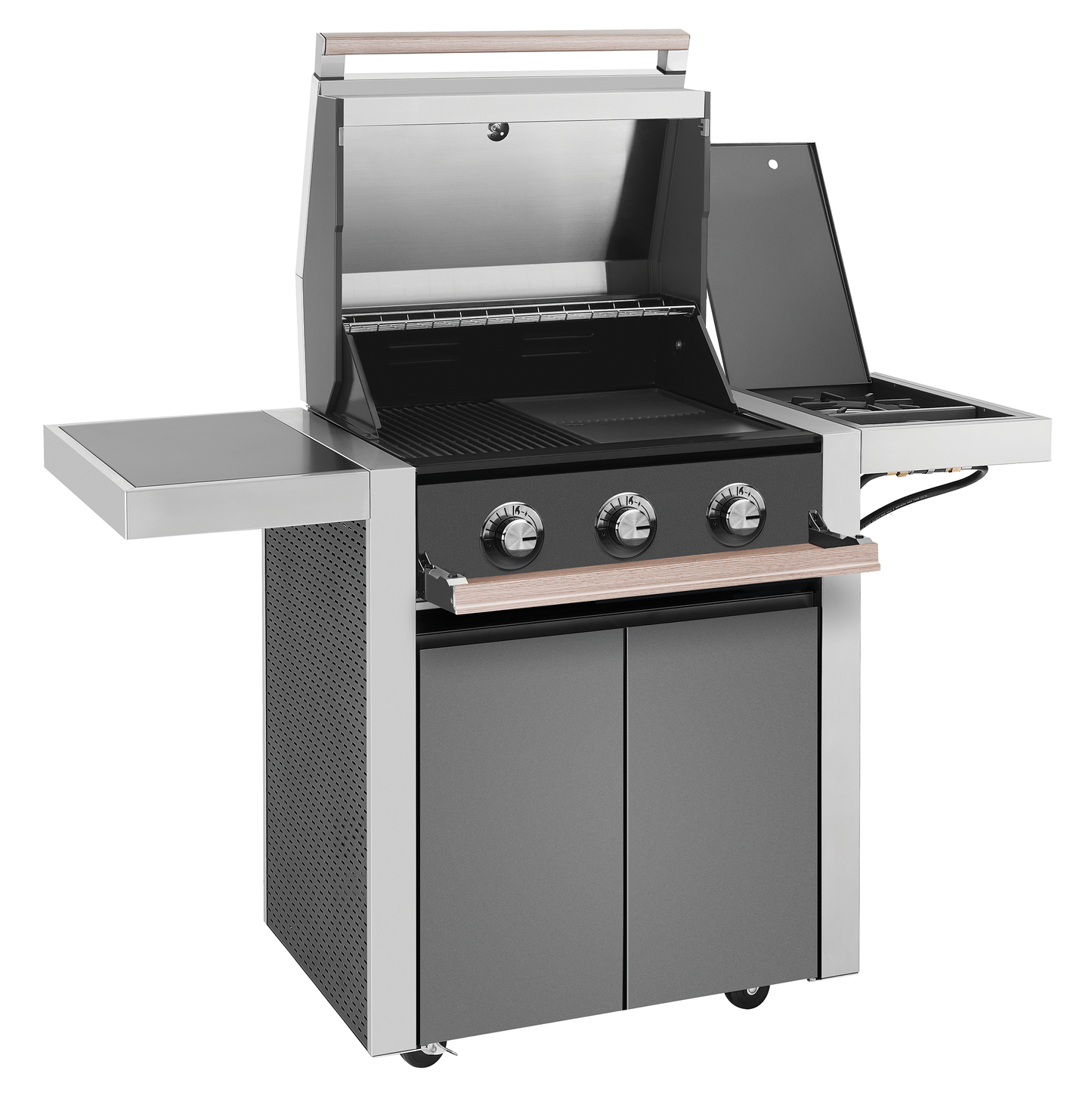 1500 Series - 3 Burner BBQ & Side Burner Trolley