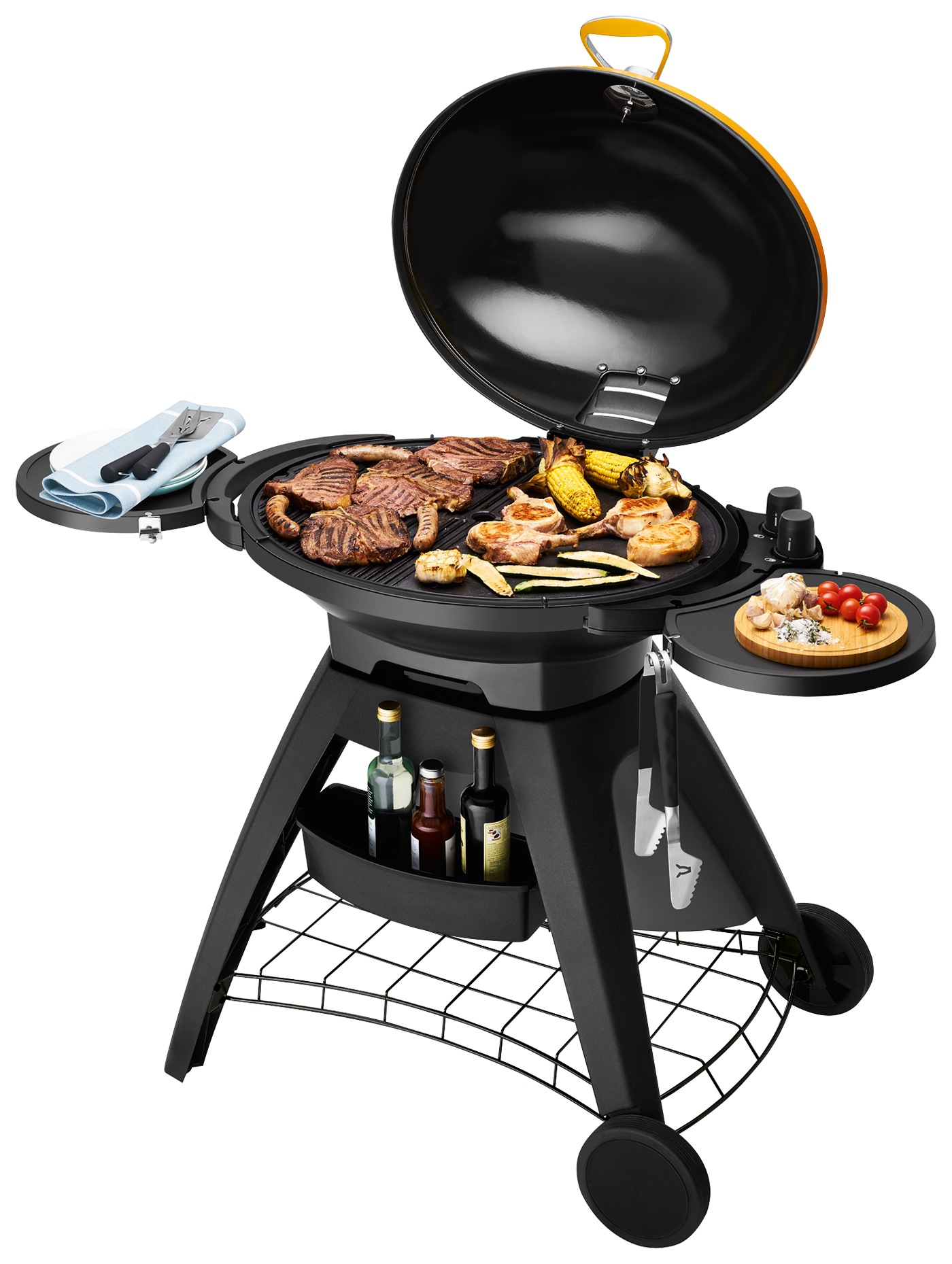 Bigg Bugg 2 Burner BBQ & Trolley - Amber Enamel